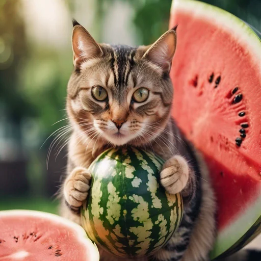 🍉 Стикер «Cat And Watermelon» для Telegram