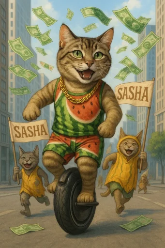 🍉 Стикер «Cat And Watermelon» для Telegram