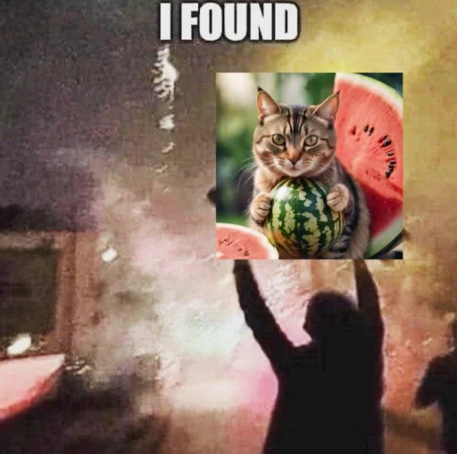 🍉 Стикер «Cat And Watermelon» для Telegram