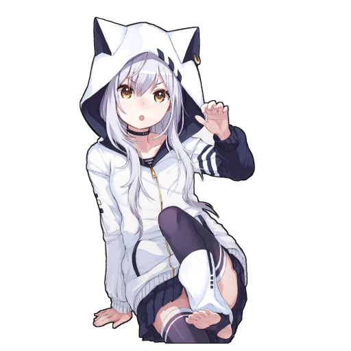 😮 Стикер «Catgirls in hoodies» для Telegram