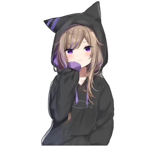 😕 Стикер «Catgirls in hoodies» для Telegram