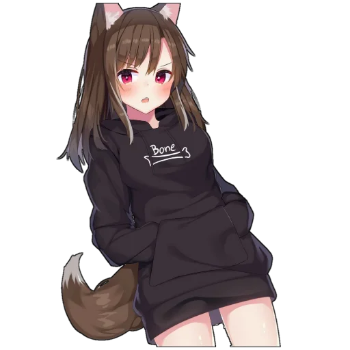 😶 Стикер «Catgirls in hoodies» для Telegram