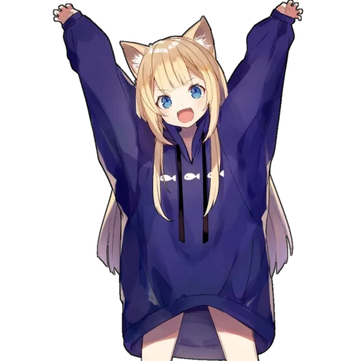 😄 Стикер «Catgirls in hoodies» для Telegram