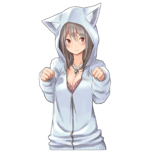 😓 Стикер «Catgirls in hoodies» для Telegram