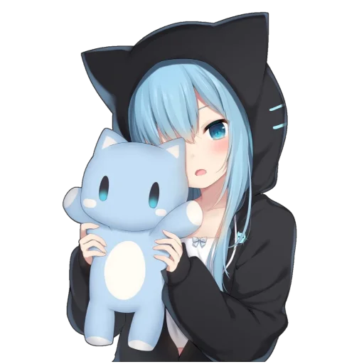 😒 Стикер «Catgirls in hoodies» для Telegram