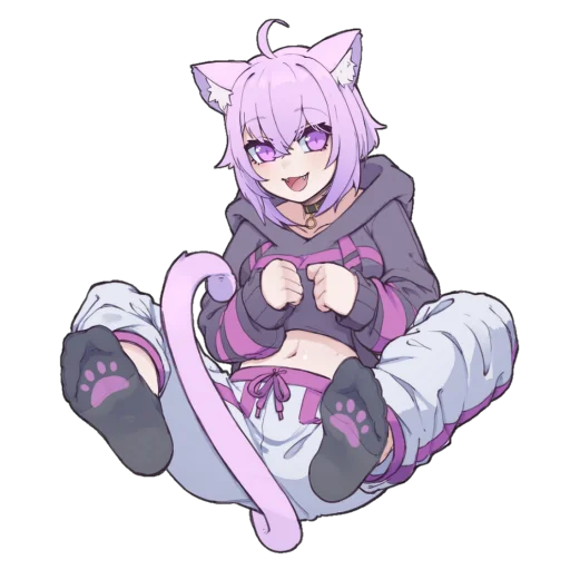 🤪 Стикер «Catgirls in hoodies» для Telegram
