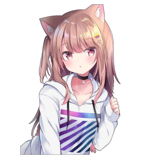 😕 Стикер «Catgirls in hoodies» для Telegram