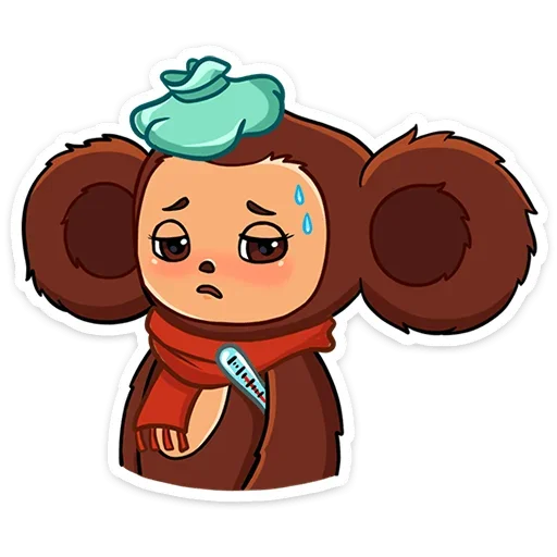 🤒 Стикер «Чебурашка в кино» для Telegram