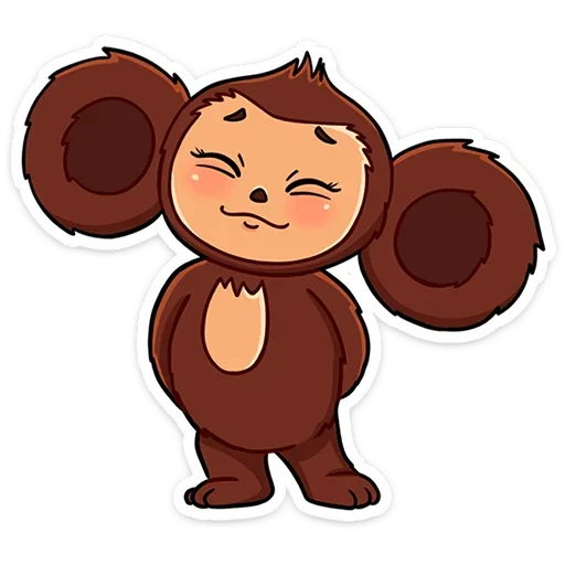 ☺ Стикер «Чебурашка в кино» для Telegram