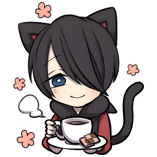 ☕️ Стикер «Черный котенок 2» для Telegram
