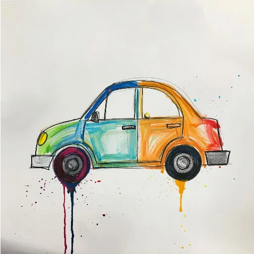 🚘 Стикер «Детские рисунки» для Telegram