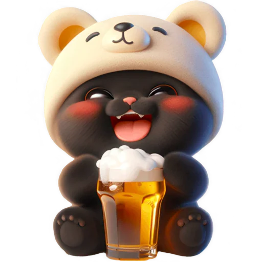 🍻 Стикер «Мишка котик» для Telegram