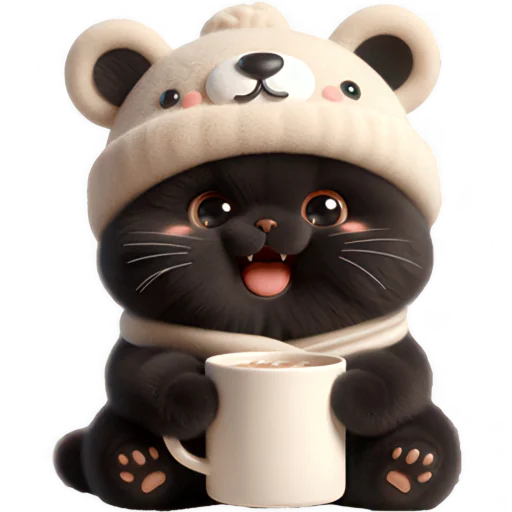 ☕️ Стикер «Мишка котик» для Telegram