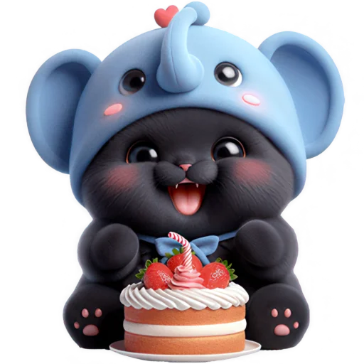 🎂 Стикер «Пушистый слоник» для Telegram