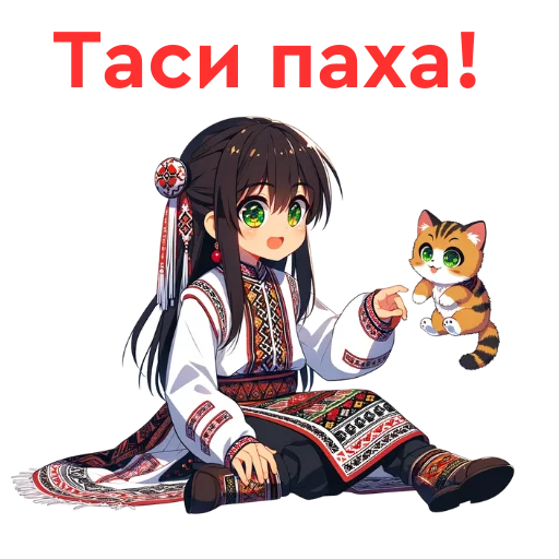 🐈 Стикер «Chuvash Anime Here» для Telegram