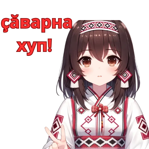 👿 Стикер «Chuvash Anime Here» для Telegram