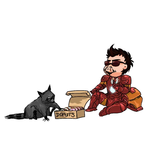 😎 Стикер «Coffee with raccoon and RDJ» для Telegram
