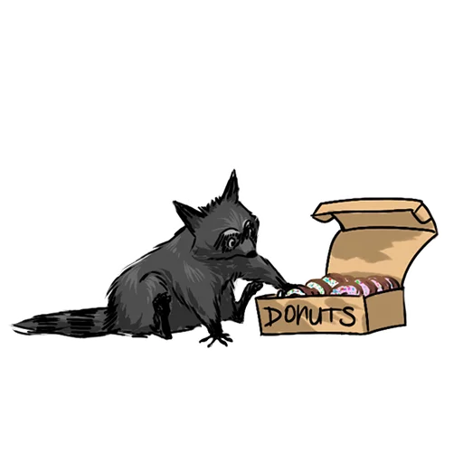 🍩 Стикер «Coffee with raccoon and RDJ» для Telegram