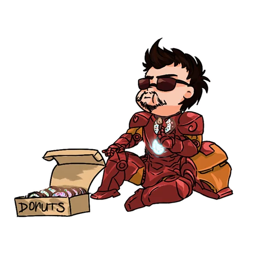 🍩 Стикер «Coffee with raccoon and RDJ» для Telegram