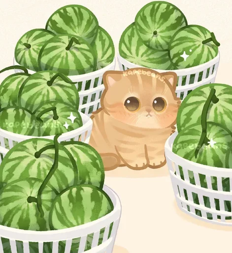 🍉 Стикер «Мягкие коты» для Telegram