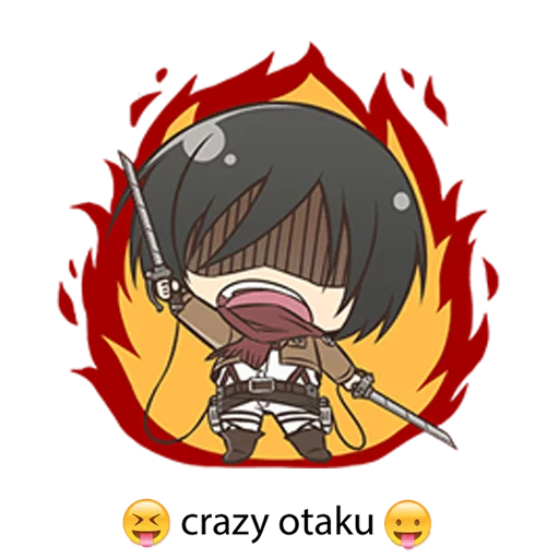 😡 Стикер «"attack on titan"crazy otaku» для Telegram