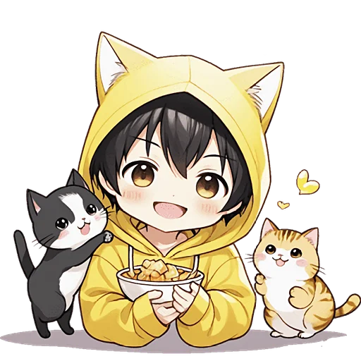 🍝 Стикер «Худи кун и котик» для Telegram