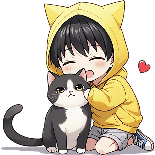 ☺️ Стикер «Худи кун и котик» для Telegram