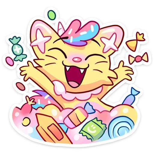 🥳 Стикер «Уютненький Кэнди Кэт» для Telegram