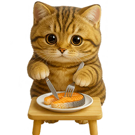 🍽 Стикер «Пухленький котенок» для Telegram