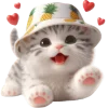 Стикерпак Котик в шляпе ананасе для Telegram