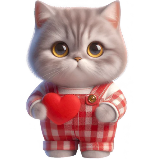 ❤️ Стикер «Кот в комбинезоне» для Telegram