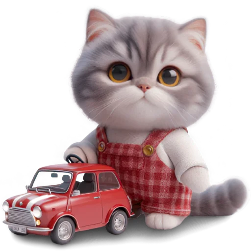 🚗 Стикер «Кот в комбинезоне» для Telegram