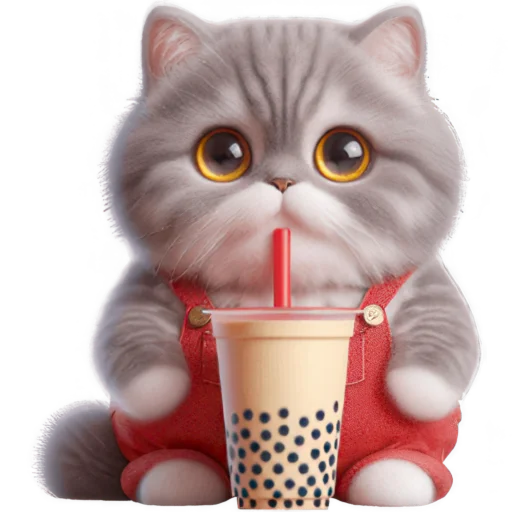 🧋 Стикер «Кот в комбинезоне» для Telegram