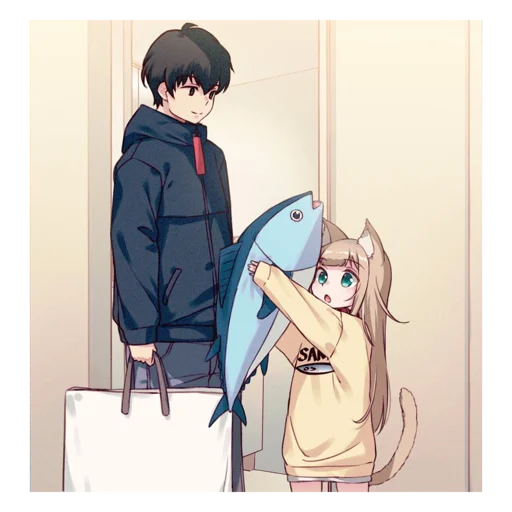 🐟 Стикер «Cute anime love» для Telegram