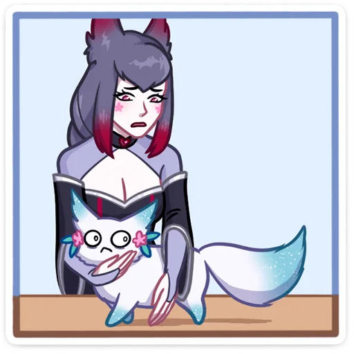 🦊 Стикер «Тёмные Мари и Хидэ без надписей» для Telegram