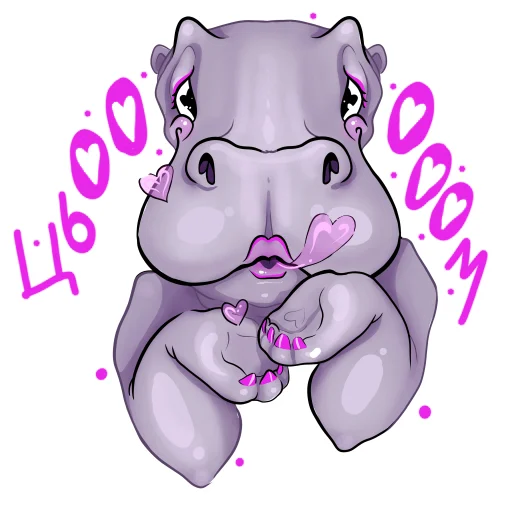 😘 Стикер «Darling Hippo» для Telegram