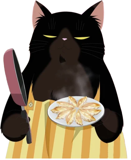 🍳 Стикер «Dekiru Neko wa Kyou mo Yuutsu» для Telegram