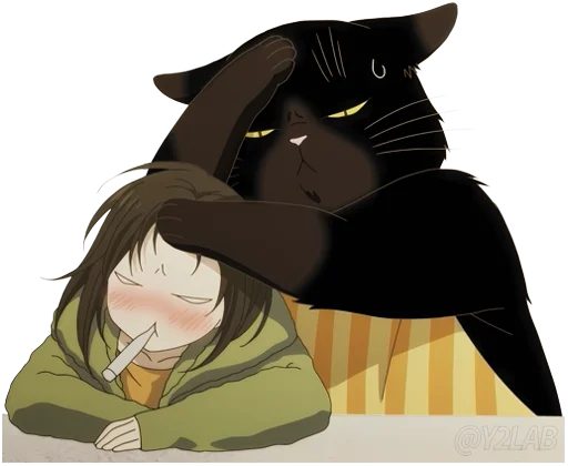 🤒 Стикер «Dekiru Neko wa Kyou mo Yuutsu» для Telegram