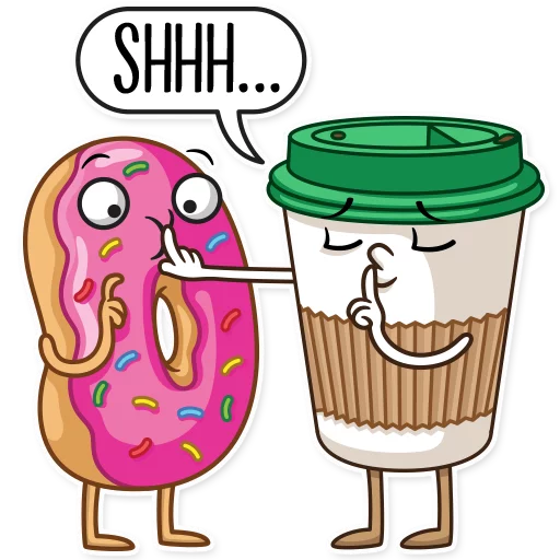 🤫 Стикер «Donut and Coffee» для Telegram