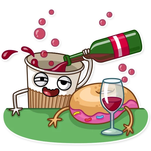 🍷 Стикер «Donut and Coffee» для Telegram