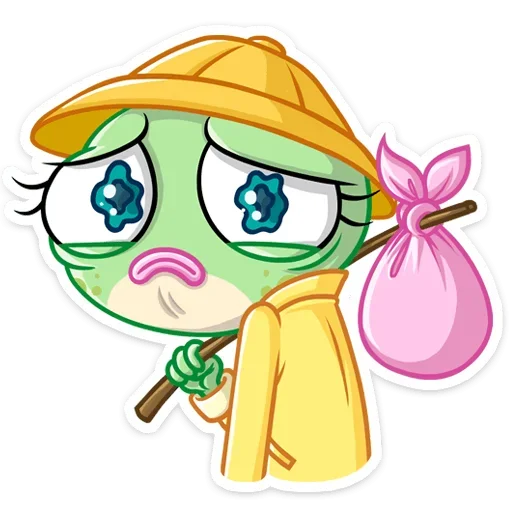 ☹️ Стикер «Лягушка Дотти, может, и зелёная, но это совсем не» для Telegram