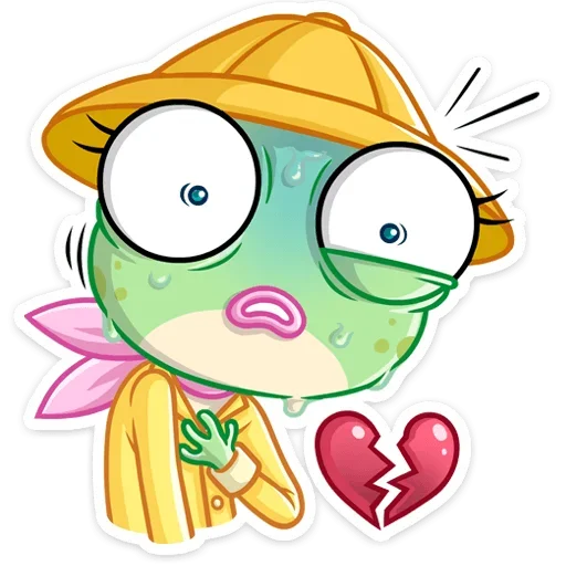 💔 Стикер «Лягушка Дотти, может, и зелёная, но это совсем не» для Telegram
