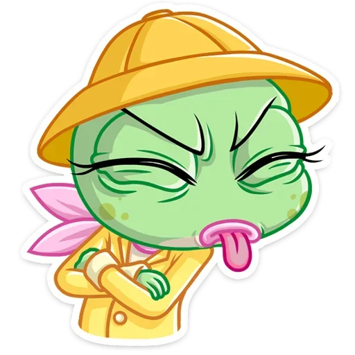 😝 Стикер «Лягушка Дотти, может, и зелёная, но это совсем не» для Telegram