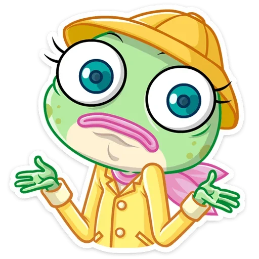 🤷‍♂️ Стикер «Лягушка Дотти, может, и зелёная, но это совсем не» для Telegram