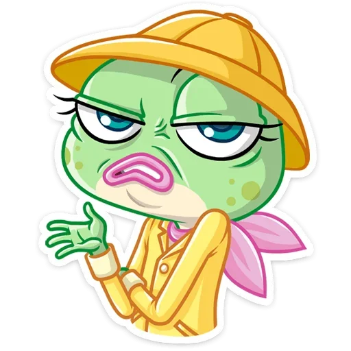 🤨 Стикер «Лягушка Дотти, может, и зелёная, но это совсем не» для Telegram