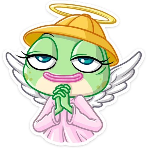 😇 Стикер «Лягушка Дотти, может, и зелёная, но это совсем не» для Telegram