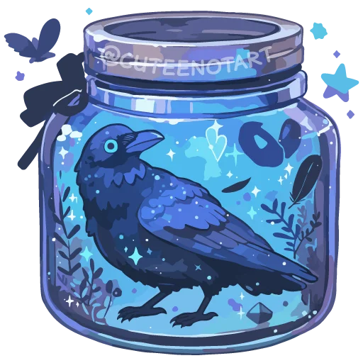 🐦‍⬛️ Стикер «dreams in a jar» для Telegram
