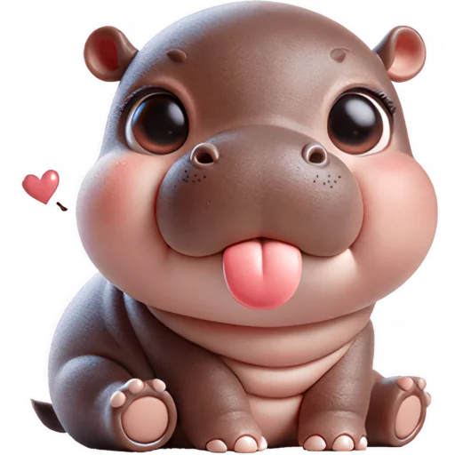 😛 Стикер «Парный бегемотик» для Telegram