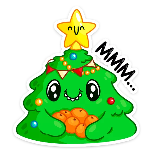 🍊 Стикер «Ёлочка Иголочка» для Telegram