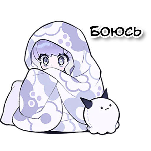 😬 Стикер «Бодрая вялая–тян» для Telegram